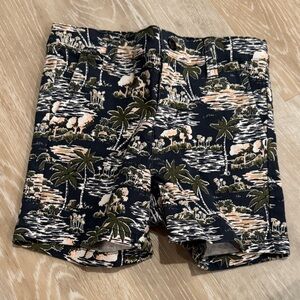 Janie and Jack Tropical Print Kids Shorts - Navy and Green